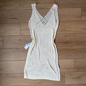 NWT Cupshe Crochet Women's Swimsuit Cover Up Size Large Cream Color. Size Large